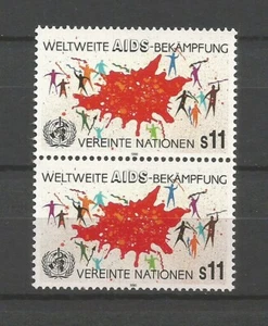 Nations-Unis Vienne 1990 lutte contre le SIDA 2 timbres en paire MNH /T9155 - Picture 1 of 1