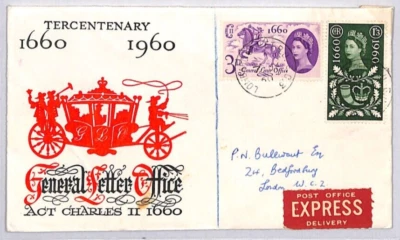 GB QEII GPO TERCENTENARY 1960 FDC Relevant GLO Lombard St CDS {samwells}ZE200 - Image 1 of 4