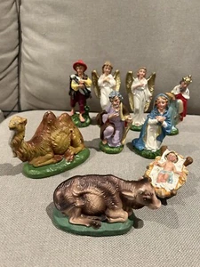 Vintage Nativity Figurines Set of 9 Hand Painted Paper Mache Italy - Picture 1 of 15