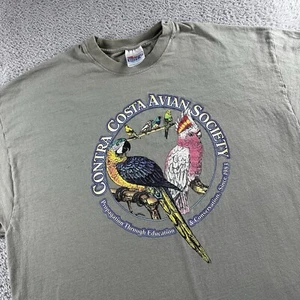 Vintage Nature T Shirt Men XL Brown Contra Costa Avian Society Birds Cali - Picture 1 of 8