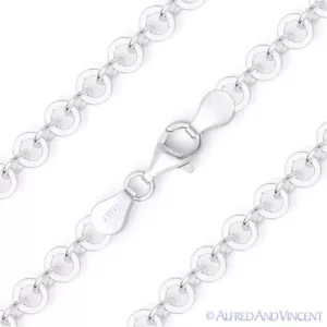 Brazalete de cadena italiana de plata esterlina .925 Italia de gota redonda de 5 mm eslabón de disco plano - Imagen 1 de 2