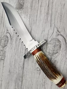 D2 STAG MASSGESCHNEIDERTE HANDGEMACHTE JAGD CAMPING SURVIVAL SCHMIEDE BOWIE MESSER GEWEIHGRIFF - Bild 1 von 2