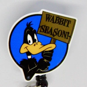 Daffy Duck Wabbit Season Badge Reel ID Holder Nurse Teacher Student Looney Tunes - Picture 1 of 2