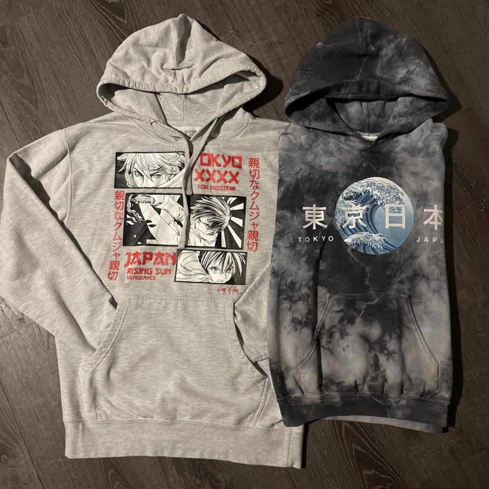 Lote (2) sudaderas con capucha de anime y Tokio Japón para hombre talla mediana - sol naciente y tie dye Foto 1 de 4