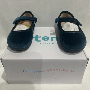 Ten Little Velvet Ballerina Shoes Sapphire Blue Size 9 Girls - Picture 1 of 19