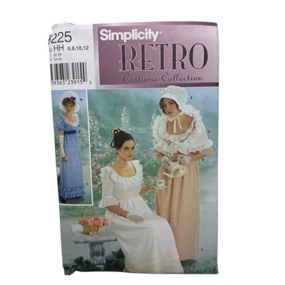 Simplicity Retro 9225 Regency Dress Costume Sewing Pattern Size HH 6-12 Uncut - Image 1 of 3