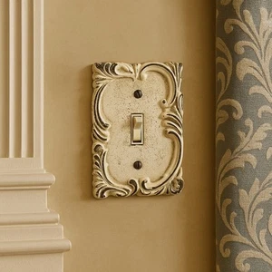 4 Vtg Ornate Metal Cast Iron Wall Single Light 5" Switch Plug Plate Cover House - Picture 1 of 9