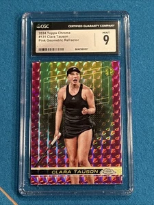 2024 TOPPS CHROM PINK GEOMETRIC REFRACTOR /65 CLARA TAUSON ROOKIE CGC 9 MINT! - Picture 1 of 2