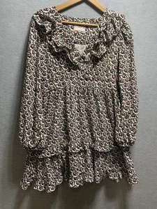 Anthropologie Womens Dress Medium Neutral Pilcro Tiered Corduroy Long Sleeve - Picture 1 of 15