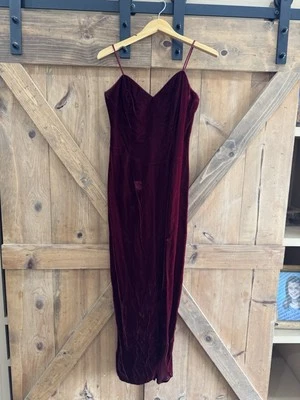 Vintage Roberta Y2K 90s Velvet Maxi Maroon Dress Sz Small Prom Formal Whimsigoth - Image 1 of 4