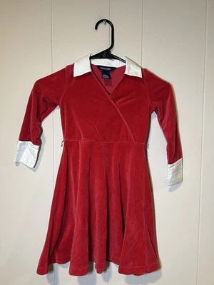 Ralph Lauren Girls Dress Size 4 Red Vintage Velour  - Image 1 of 4