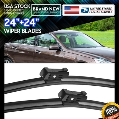 Clean Windshield Wiper Blades 24''&24'' Set For 2008-2012 Mercedes-Benz C63 AMG - Изображение 1 из 4