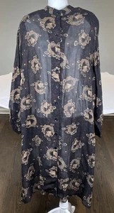 Ulla Popken Sheer Duster Long Tunic Size 28/30 Button Front Cover-up Dragon NEW - Picture 1 of 11