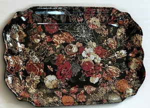 NWT Target Threshold Goth Halloween Floral Spiderweb Black Patterned Tray - Picture 1 of 2