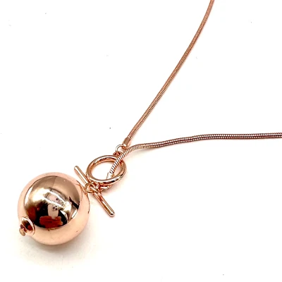 Necklace Rose Gold Plated 22 mm Round Ball Pendant on Snake Chain & Toggle Clasp - Изображение 1 из 4