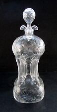 Antique Stevens & Williams Wheel Cut Pinched Glass Kuttrolf Decanter  10 7/8"