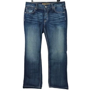 BKE Justin Button Fly Jeans Mens Size 38x32.5" Distressed Bootcut Denim - Picture 1 of 12
