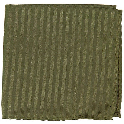 Nuevo Pañuelo Hombre Poliéster Tejido Tono Sobre Tono Rayas Verde Oliva Bolsillo Pañuelo Foto 1 de 2