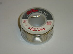 NEW! FLO-TEMP LEAD FREE SOLID WIRE SILVER BEARING SOLDER, .125" Diameter, 8oz.