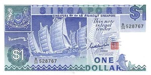 Singapore   $1  ND. 1987  P 18a   Series  B/36  Uncirculated Banknote  L21 - Picture 1 of 2