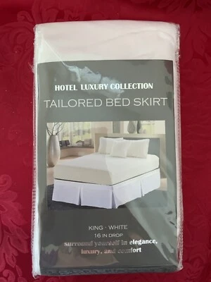 NIB FLAWLESS White HOTEL LUXURY COLLECTION Tailored BED SKIRT 16” Drop KING Size - Image 1 of 2