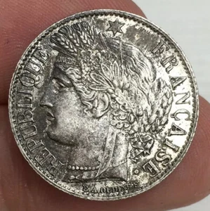 France French 1871 Silver 1 Franc Coin Good Lustre - Picture 1 of 2