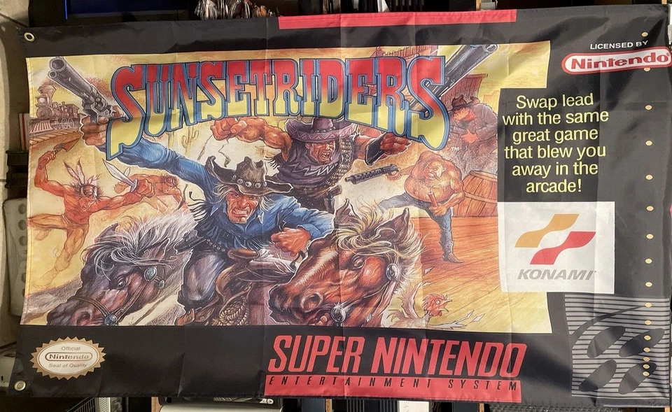 Sunset Riders 5' Flag Banner Poster Super Nintendo 1993 SNES Konami Shooter - Image 1 of 3