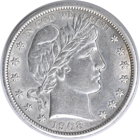 1908 Barber Silver Half Dollar AU Slider Uncertified #1034 Cover