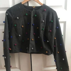 Kidichic Cardigan Gray with Multicolored Pom Poms Girls Size XXL / 20 - Picture 1 of 2
