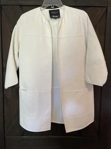 Lafayette 148 3/4 Sleeve Collarless Shell 100% Cotton Blend Blazer Sz Petite - Picture 1 of 8