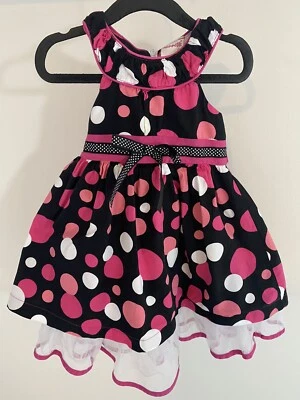 Vestido para Ocasión Especial 2T Niño Pequeño Nannette Rosa Negro Lunares, Vestido de Pascua Foto 1 de 2