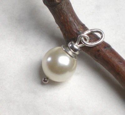 MUSCHELKERN Anhänger creme-weiß 925 Sterling Silber, Perlenanhänger klein p905 - Bild 1 von 4