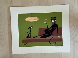 SHAG Black Kitten in Green Print 2013 - Picture 1 of 1