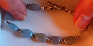 MYSTICAL BLUE Gemstone Bracelet Blue Chalcedony Fairy Dreams Silver Toggl 7 3/4" - Picture 1 of 5