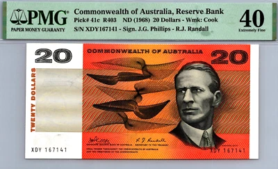 Commonwealth of Australia 20 Dollars 1968 PMG 40 EXTREMELY FINE Pick # 41c - Image 1 of 3