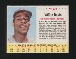 1963 Jell-O (Jello) Baseball - #119 Willie Davis (Dodgers) *SP in 1963 Post* - Bild 1 von 2