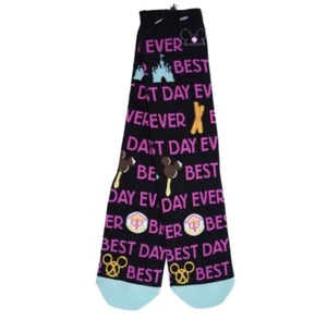 Disney Parks Best Day Ever Socks Adult Black Castle Churro Pretzel Cotton New. - Picture 1 of 1