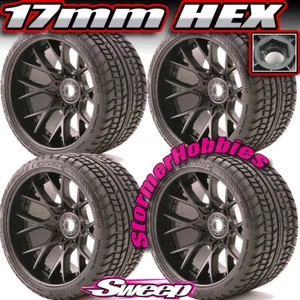 4 Sweep Road Crusher Belted Street Tires on Black Wheels 1001B fit Sledge - Picture 1 of 3