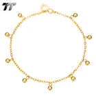 Tt 18K Gold Gp Stainless Steel Ball Chain Anklet (An06j) New