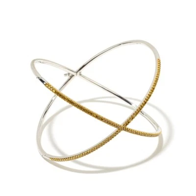 Pulseira "X" rara prata esterlina, diamantes amarelos, cruz cruz cruzada - Imagem 1 de 2