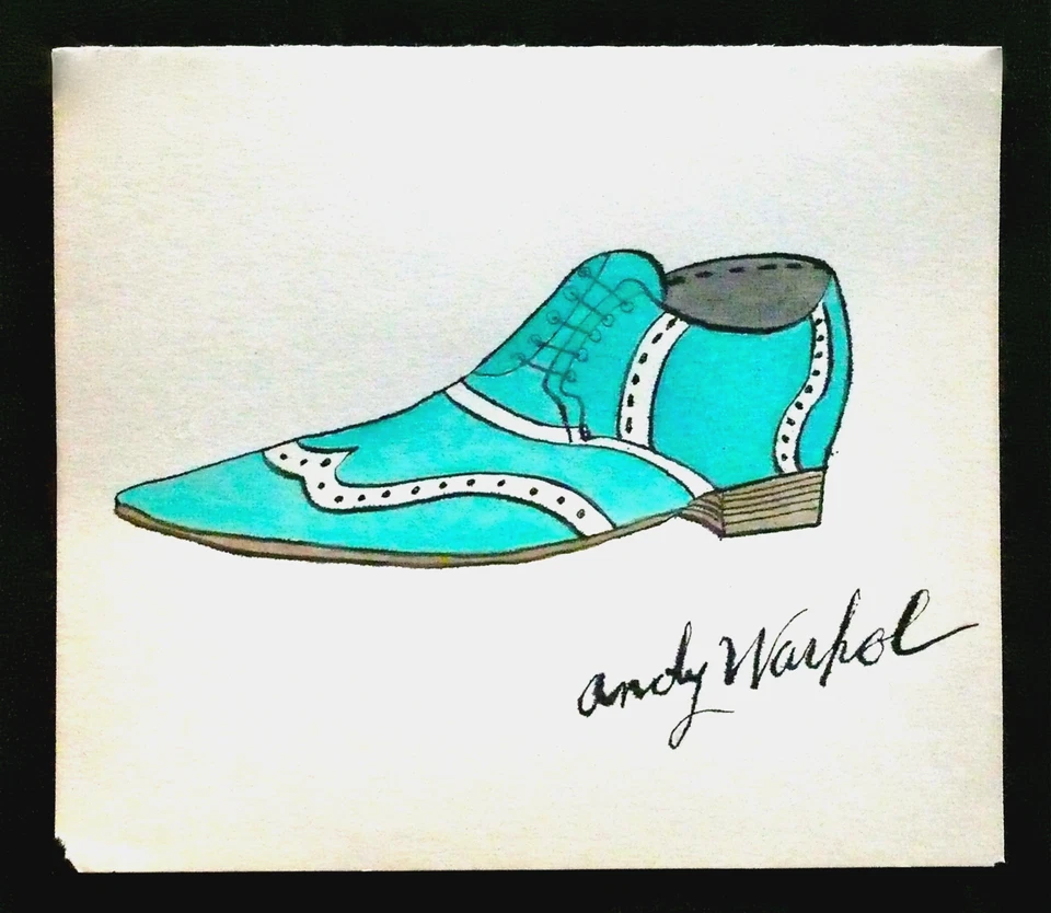 ANDY WARHOL - UN ZAPATO FIRMADO AÑOS 50 ACUARELA PINTURA ILUSTRACIÓN, ARTE POP, ANTIGUO Foto 1 de 4