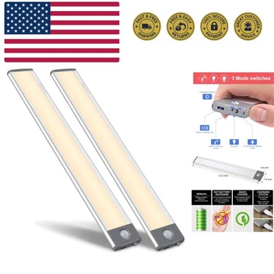 Sensor de movimento 54-LED luz de gabinete, sob balcão armário recarga USB sem fio... - Imagem 1 de 4