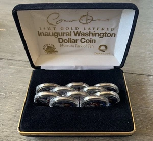 2008 Barack Obama 24KT Gold Layered Inaugural Washington Dollar Coin set of 10. - Picture 1 of 5