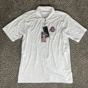 Ohio State Buckeyes Golf Polo Men's Medium White Embroidered New Defects - Picture 1 of 5