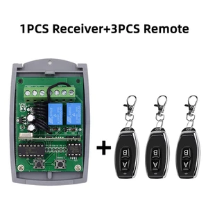Universal RF Receiver 433.92MHz 2 Channel 3 Remotes Gate Garage Door Barrier Kit - Picture 1 of 6