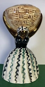 JERSEY POTTERY Stylish JAMAICAN LADY CARRYING BASKET POSY HOLDER Figurine - Picture 1 of 8
