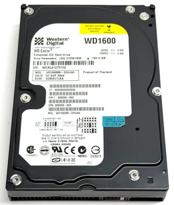 Western Digital WD1600 Caviar WD1600BB 160GB IDE 3.5” Hard Drive - Image 1 of 4