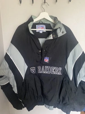 Chaqueta Oakland Raiders, 1/2 media cremallera anorak fútbol vintage Oakland, talla L Foto 1 de 4