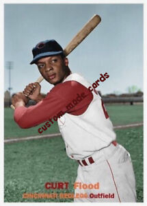 Custom made Topps-style 1957  Cincinnati Redlegs Curt Flood baseball card 1