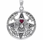 Biżuteria Trendy Srebro Sterling Zima Słońce Twarz Celtycki Medalion Wisiorek Alchemia